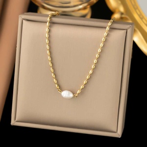 Lant Placat Aur 18K Cu Perla – Eleganta Deosebita - L83D - Img 1