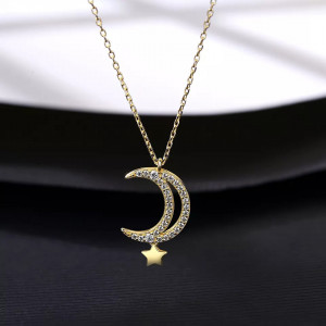 Lantisor Argint Moon&Star---LUNA&STEA GOLD--- ARG135C - Img 1