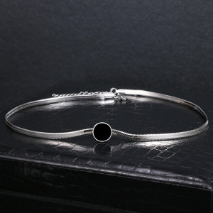 Lantisor Inox Argintiu Black Round Snake- N786 - Img 2