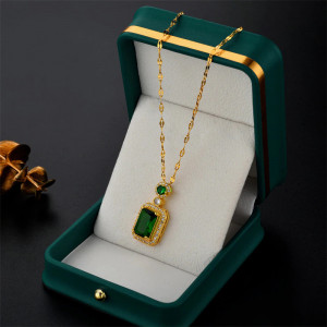 Lantisor Inox Auriu - Zirconiu Verde N1895 - Img 2