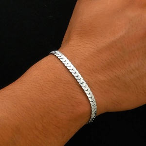 Set Barbati Lant si Bratara Inox 316L Argintiu, Model Plat Herringbone, Accesorii Fashion Elegante, Stil Casual si Urban, Bijuterii Rezistente S4X - Img 3