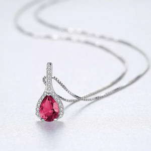 Set Cercei si Lantisor Din Argint S925 Zirconiu Rubin Duchess Red Set278C - Img 3