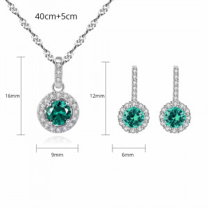Set Cercei si Lantisor Din Argint S925 Zirconiu Smarald Green Set112E - Img 5