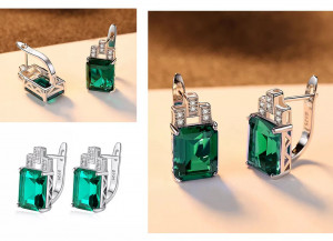 Set Cercei si Lantisor Din Argint S925 Zirconiu Smarald Green Set384M - Img 2