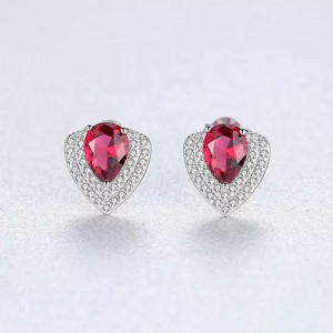 Set Colier si Cercei Din Argint Water Drop Red Zirconiu SET266C - Img 3