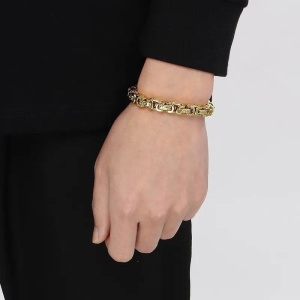Set Lant si Bratara Barbati, Otel Inoxidabil, Model Versace, Auriu sau Argintiu, Stil Elegant si Masculin Cod S194A - Img 7