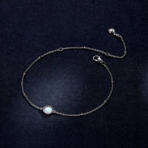 Bratara Din Argint 925 --Model Rotund - Opal Argint Minimalista Placat cu Rodiu ARG416A - Img 1