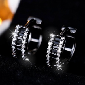 Cercei Argint 925 cu Zirconii -- Black- ARG101B - Img 4