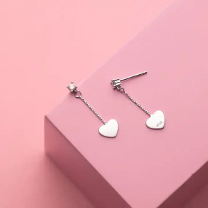 Cercei din argint 925, cu Inimă Romantică, Model finut, Cubic Zirconia ARG325G - Img 4