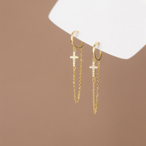 Cercei Din Argint Gold CRUCE cod ARG390M - Img 5