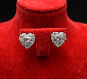 Cercei Din Argint - Shinny Love Pink - cod ARG93C - Img 4