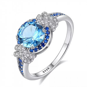 INEL ARGINT CU Zirconiu --Albastru SAPPHIRE-- arg381A - Img 5