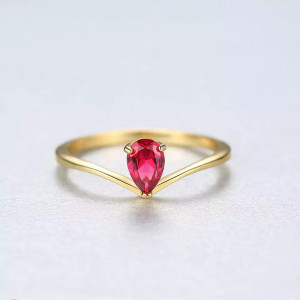 Inel Argint cu Zirconiu Lady Modern Rosu/Red/Rubin placat cu aur - ARG400C - Img 3