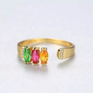 Inel Argint reglabil finut -Multicolor placat cu aur- ARG397G - Img 3