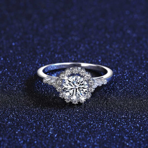 Inel Argint --Round Elegance Moissanite natural- ARG295A - Img 6