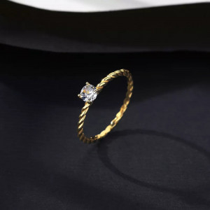 Inel din Argint de Logodna Trendy Simple Gold-- Arg398P - Img 1