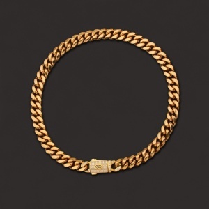 Lanț Bărbați Model Cuban Monaco, Auriu, Bijuterie Masivă cu Închidere cu Pietre Premium, Stil Hip-Hop Urban, Accesoriu Statement L123XA - Img 8