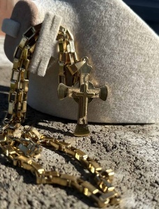 Lanț Byzantine Inox Placat Cu Aur + Cruce Masivă BărbăteascăLC13D - Img 4