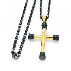 Lant Inox si Cruce Auriu cod LC51G - Img 1