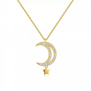 Lantisor Argint Moon&Star---LUNA&STEA GOLD--- ARG135C - Img 2