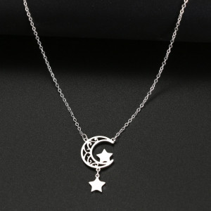 Lantisor Inox Argintiu Retro Moon Star - N4575B - Img 2