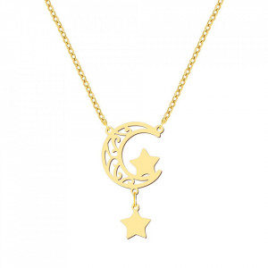 Lantisor Inox Auriu Retro Moon Star - N4575 - Img 5