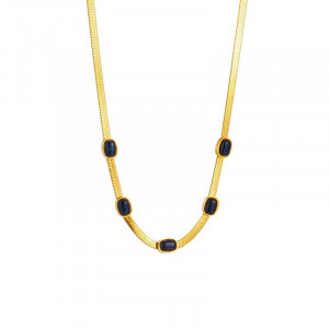 Lantisor Inox Auriu Snake Piatra Neagra - N1789 - Img 2