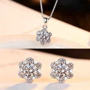 Set Colier Si Cercei Din Argint Iced Out Minimalist SET384 - Img 1