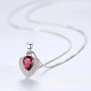 Set Colier si Cercei Din Argint Water Drop Red Zirconiu SET266C - Img 4