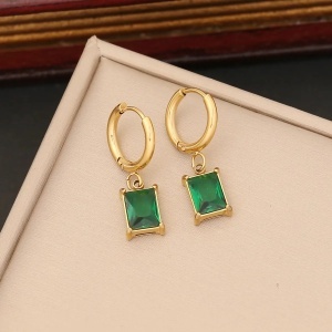Set Colier si Cercei Inox Placat Aur 18K cu Zirconiu Verde Femei cod SET72CLA - poza 3