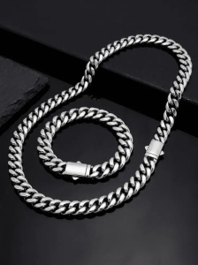 Set Cuban Link Barbati Inox 316L, Inchizatoare Premium cu Siguranta Dubla,Nu Se Innegreste S190CAI - Img 4