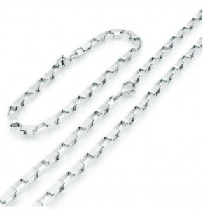 Set Lant si Bratara Cuban din Inox S188 - Img 1