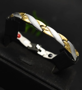 Bratara din Inox pentru Femei – Model Bicolor cu Magneti Terapeutici si Design Elegant BF995G2 - Img 2