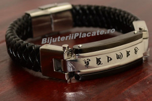 Bratara Solida Piele -CHINESE LETTERS- Inox B956 - Img 2