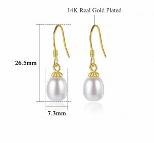Cercei Din Argint cu Perla Gold cod ARG381G - Img 5