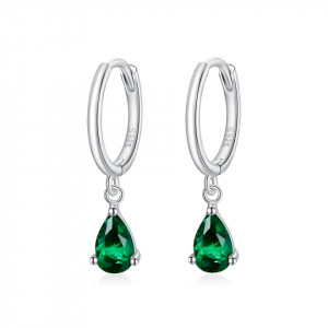 Cercei din argint model Lacrima - Green-cod ARG81E - Img 1