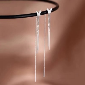 Cercei Fluturaș din Argint 925, Model Threader Lung, Design Elegant ARG126CD
