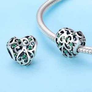 Charm Argint 925 -Inima Safir Verde -CHA1028A - Img 2