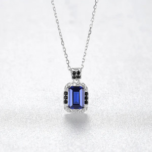 Colier din argint cu pandantiv Blue Sapphire ARG25F - Img 6