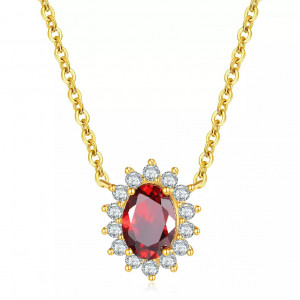 Colier Din Argint Gold and Red Arg390A