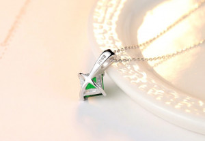 Colier din argint piatra verde smarald zirconiu cubic ARG359G - Img 3