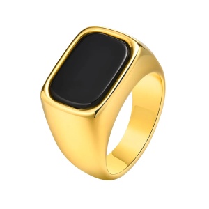 Ghiul Bărbați, Oțel Inoxidabil Placat Aur, Piatra Onix Negru, Design Elegant IM558C - Img 2