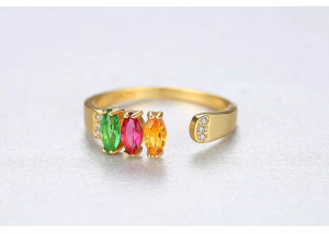 Inel Argint reglabil finut -Multicolor placat cu aur- ARG397G - Img 4