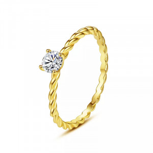 Inel din Argint de Logodna Trendy Simple Gold-- Arg398P - Img 5