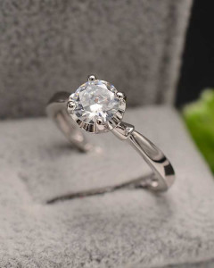 Inel romantic de logodna din argint cu zirconiu alb cod ARG370E - Img 1
