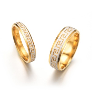 Inele Cuplu , Model Clasic Grecesc, Placate Auriu Si Argintiu, Design Premium, Accesoriu Elegant Pentru Femei Si Barbati cod IF636Y - Img 4