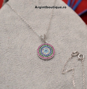 Lantisor Cu Pandativ DIn Argint -- BANUT MULTICOLOR-- ARG147 - Img 3