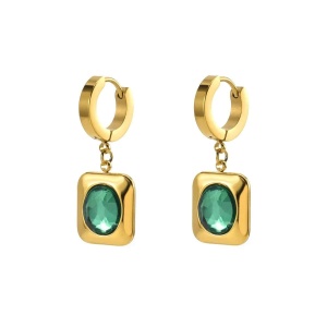 Set Bijuterii Stralucitor – Lant si Cercei Placati cu Aur cu Zirconiu Verde S223F - Img 5