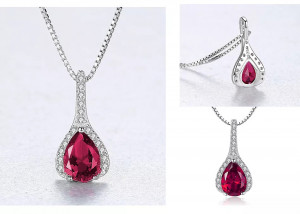 Set Cercei si Lantisor Din Argint S925 Zirconiu Rubin Duchess Red Set278C - Img 1
