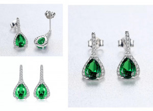 Set Cercei si Lantisor Din Argint S925 Zirconiu Verde Smarald Duchess Set279C - Img 3